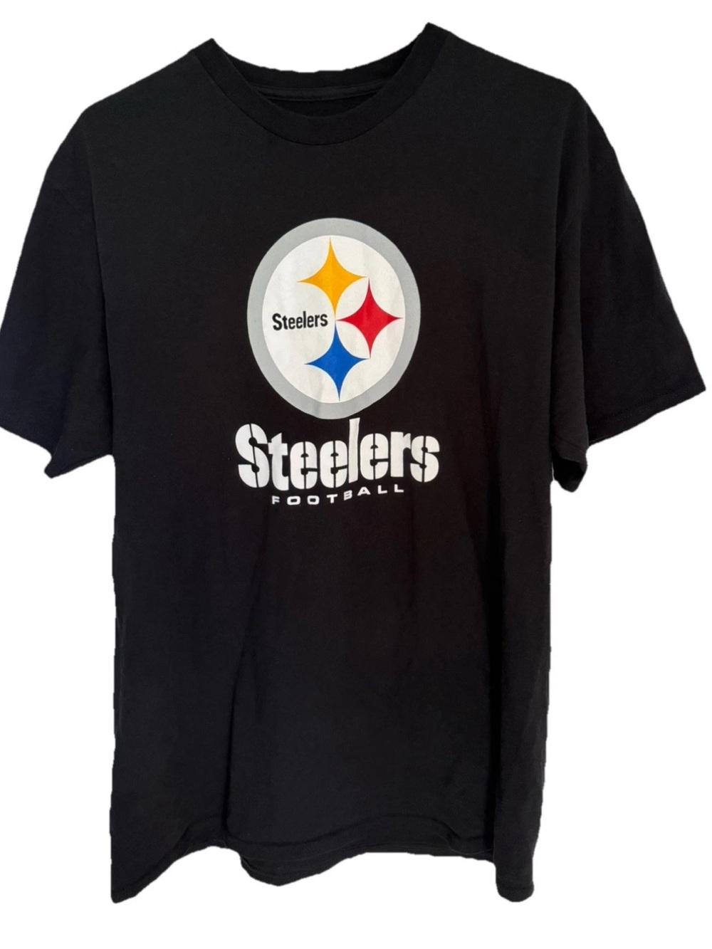 NFL Team Apparel Pittsburgh Steelers Short Sleeve T-shirt Black Cotton Size L